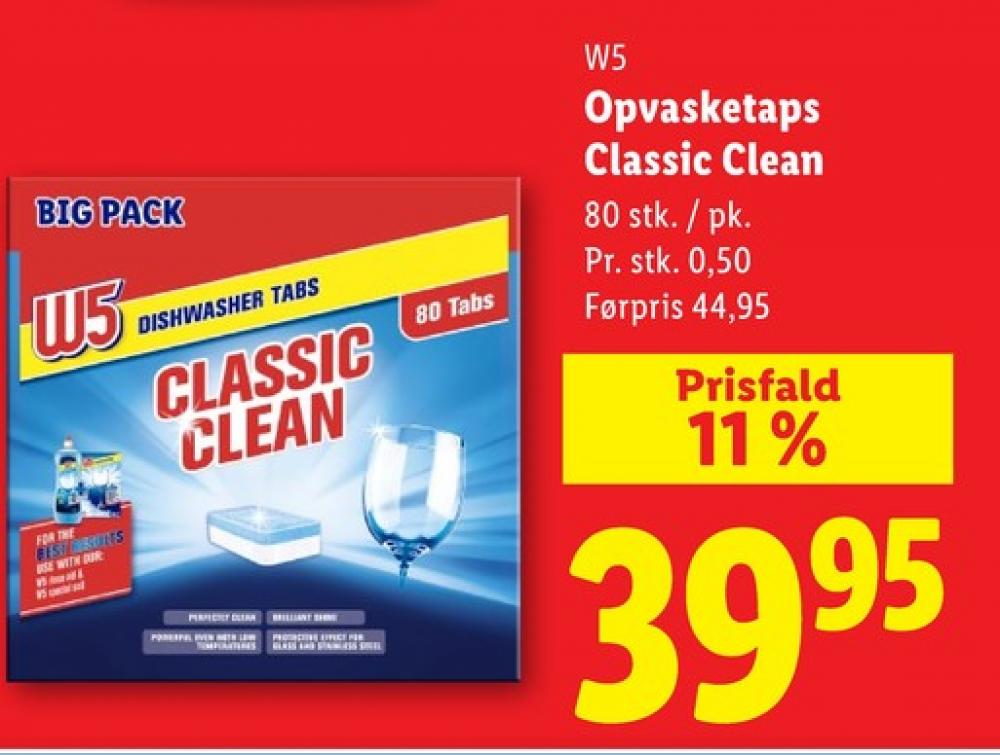 W5, Maskinopvask-tabs