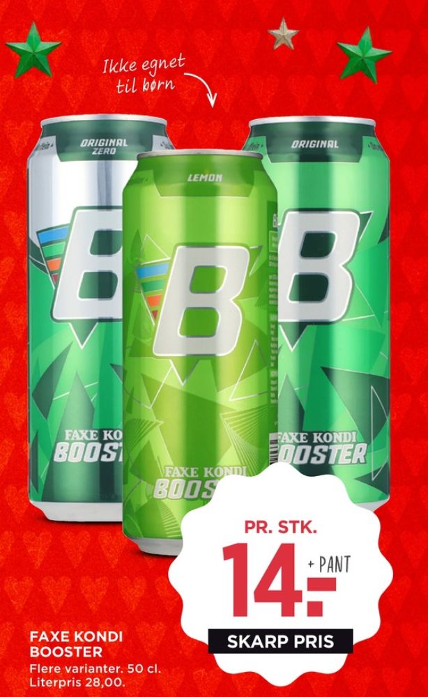 Faxe Kondi Booster Original Zero, Energidrik