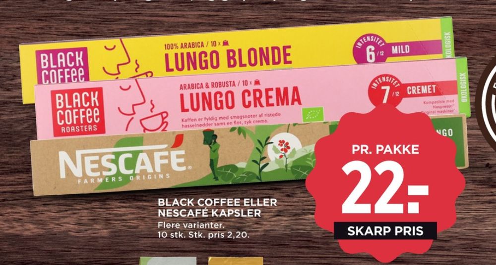 Black Coffee Lungo Blonde, Kaffekapsler