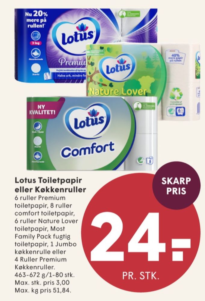 Lotus Comfort, Toiletpapir