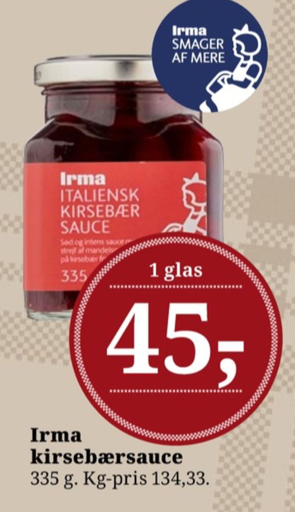 Irmas, Kirsebærsauce