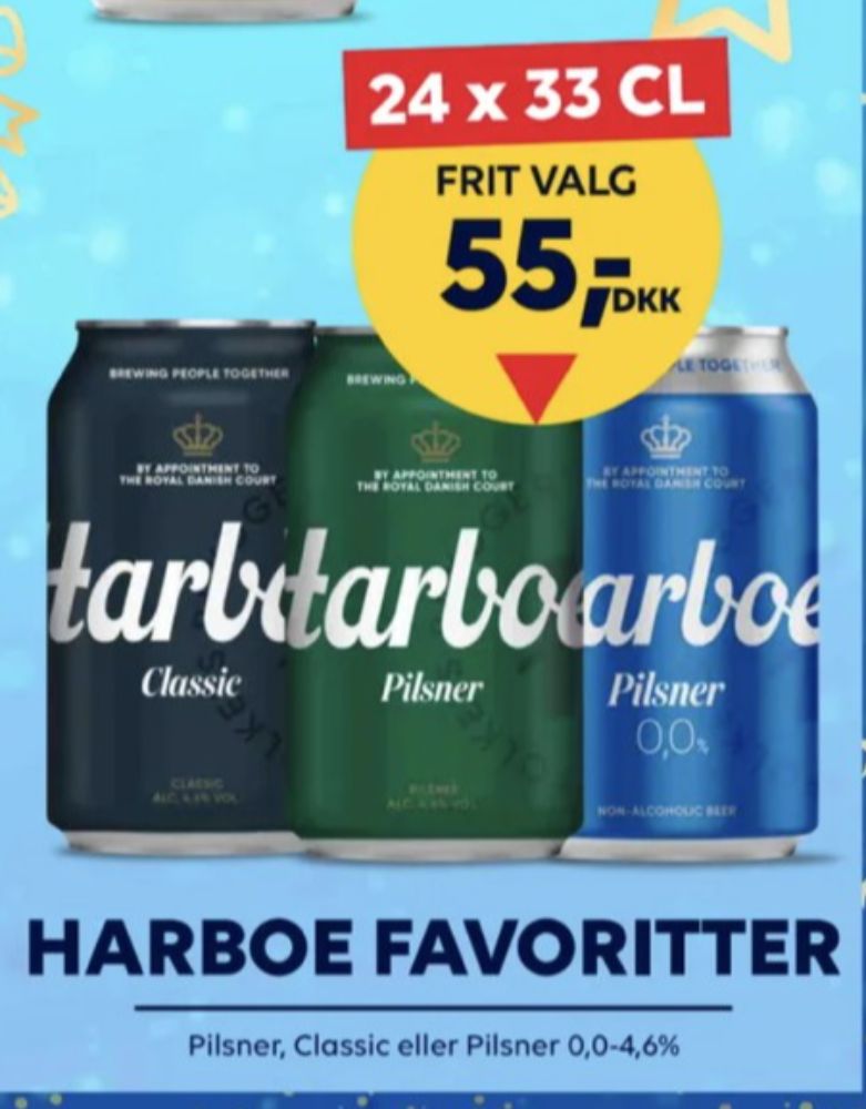 Harboe Pilsner 0,0%, Øl - Alkoholfri 24 pk.