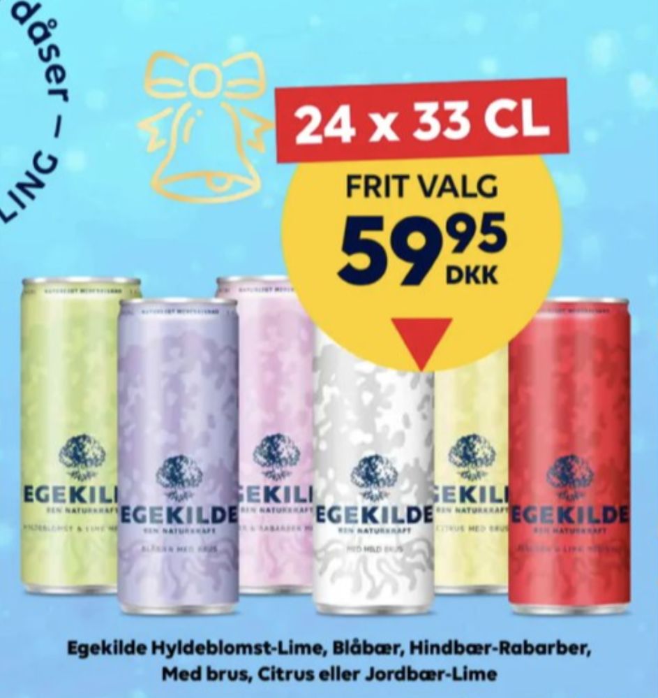 Egekilde Hindbær & Rabarber, Mineralvand med brus 24 pk.