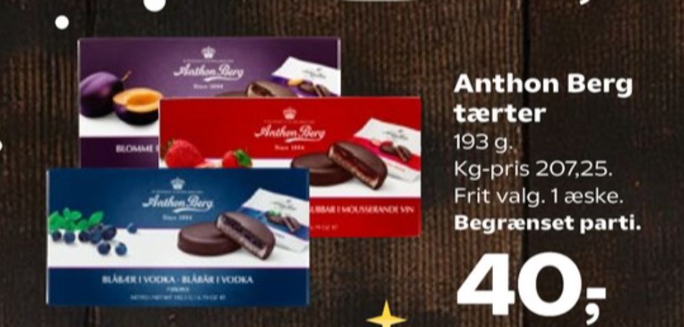 Anthon Berg, Marcipantærter Blåbær i Vodka