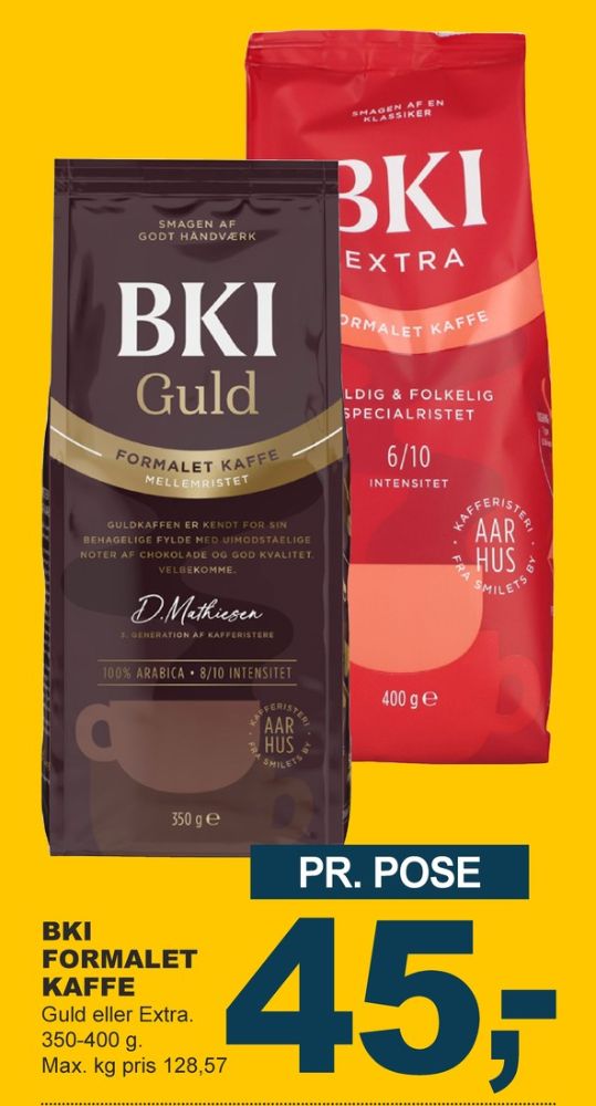 BKI Extra Specialristet, Kaffe Formalet