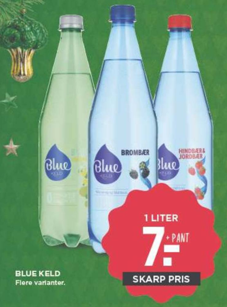 Blue Keld Hindbær & Jordbær, Mineralvand med brus, hindbær og jordbær