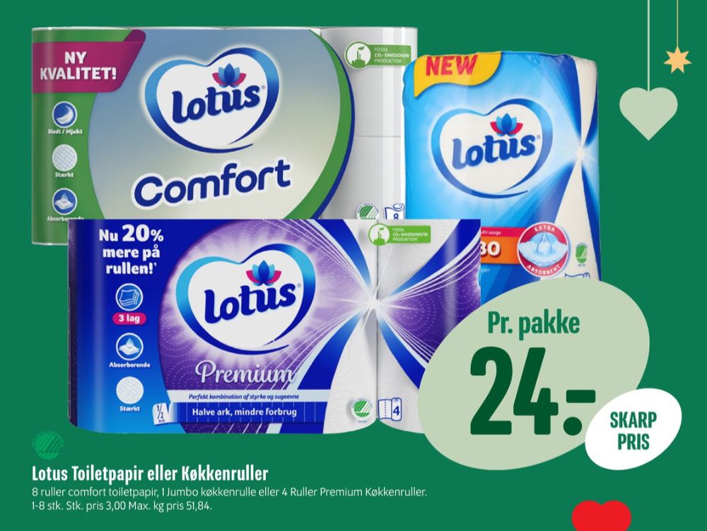 Lotus Comfort, Toiletpapir