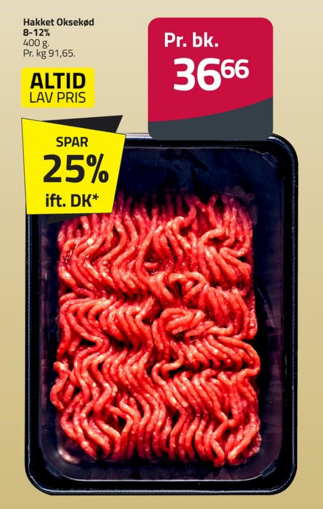 Hakket oksekød 8-12%