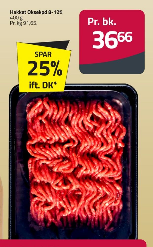 Hakket oksekød 8-12%
