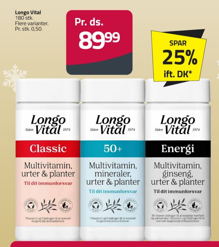 Longo Vital, Vitaminer