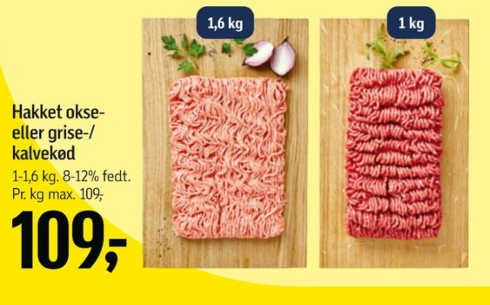 Hakket oksekød 8-12%