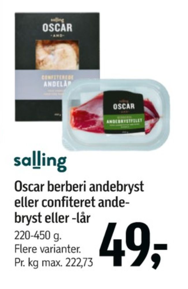 Salling Oscar, Confiteret Andelår