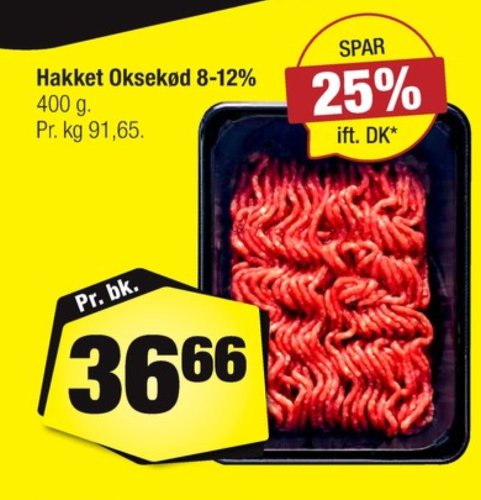 Hakket oksekød 8-12%