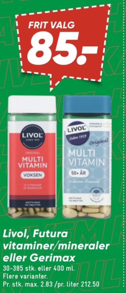 Livol Multi, Vitaminer