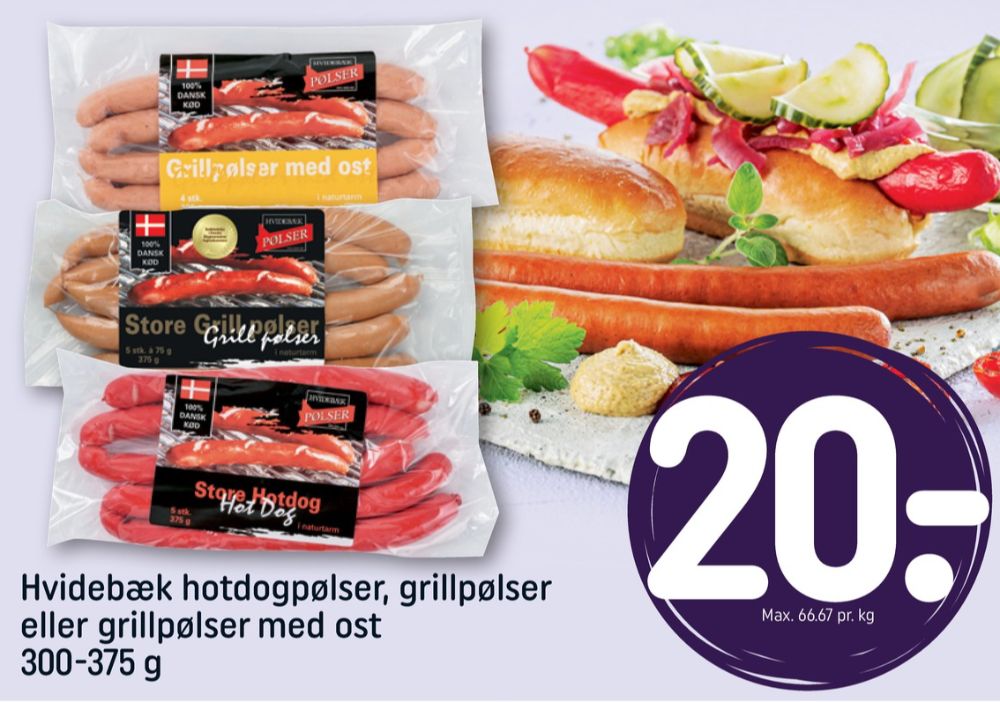 Hvidebæk, Grillpølser med ost