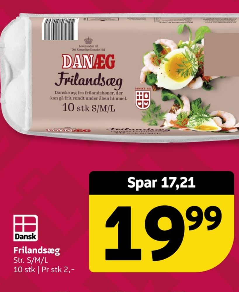 Danæg, Frilandsæg S/M/L