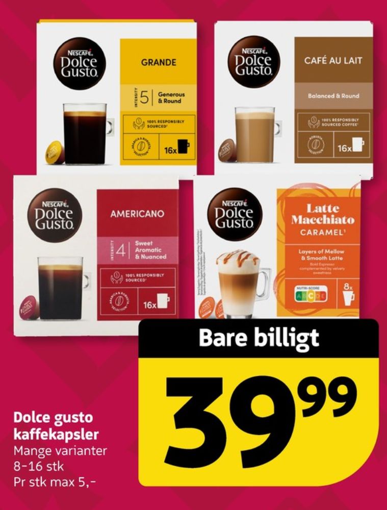 Cafe René Dolce Gusto, Kaffekapsler Grande