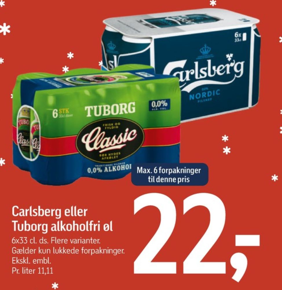 Carlsberg Nordic Pilsner, Øl - Alkoholfri 6 pk.