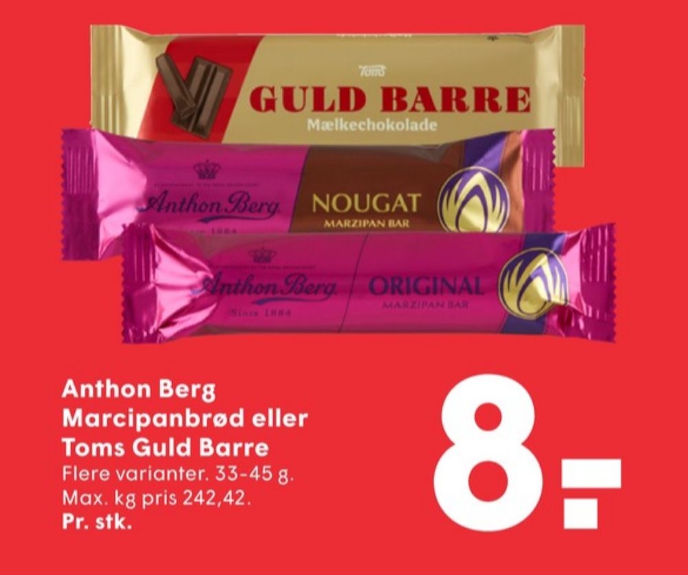 Toms Guldbarre, Chokoladebar Mælkechokolade