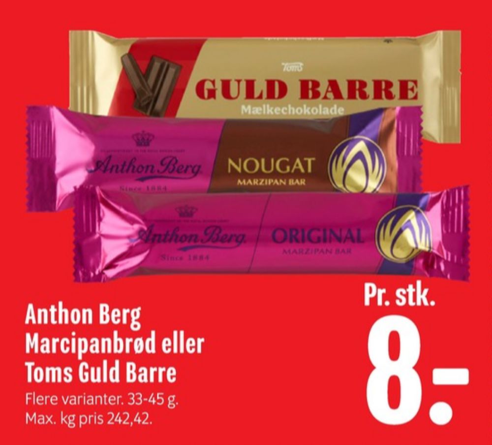 Toms Guldbarre, Chokoladebar Mælkechokolade
