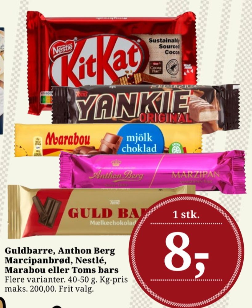 Toms Guldbarre, Chokoladebar Mælkechokolade