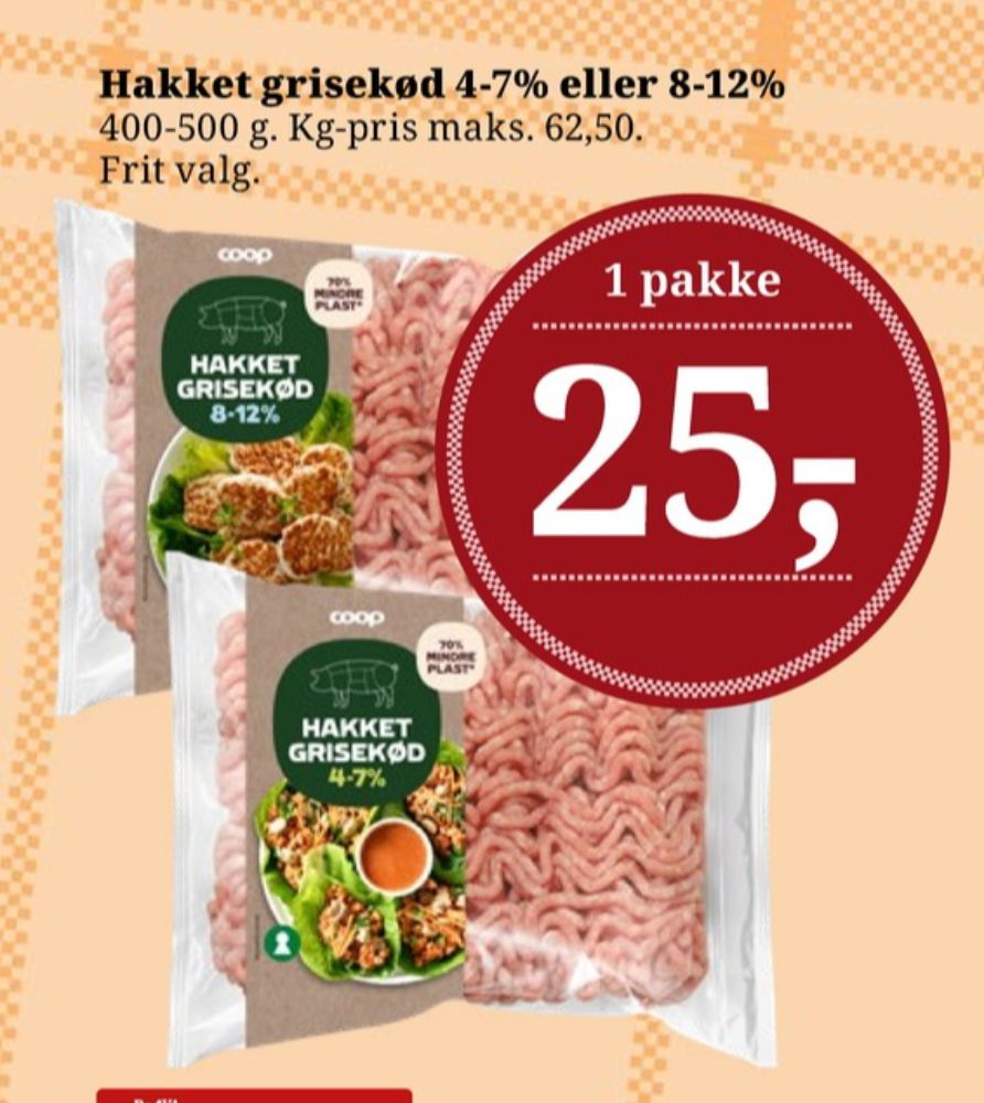 Coop, Hakket grisekød 8-12%