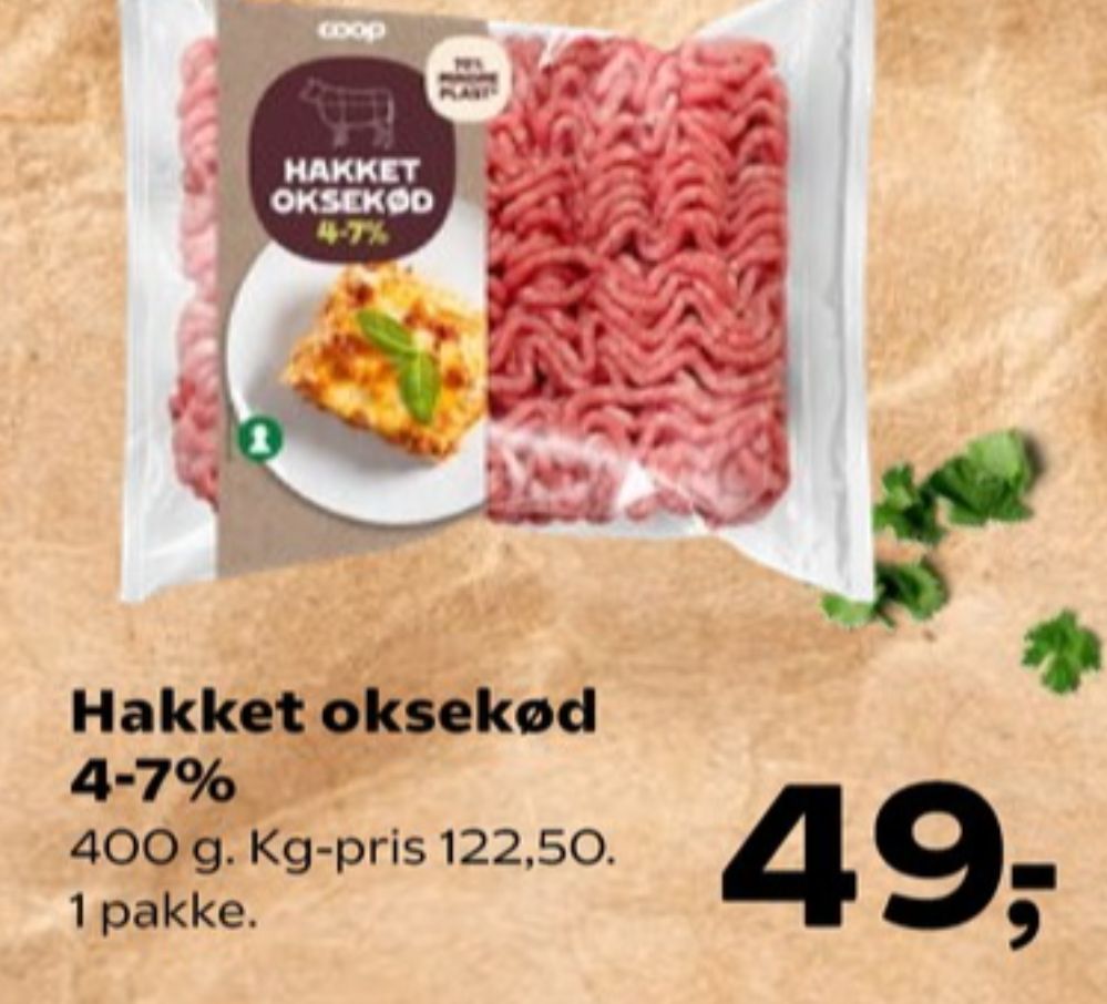Coop, Hakket oksekød 4-7%
