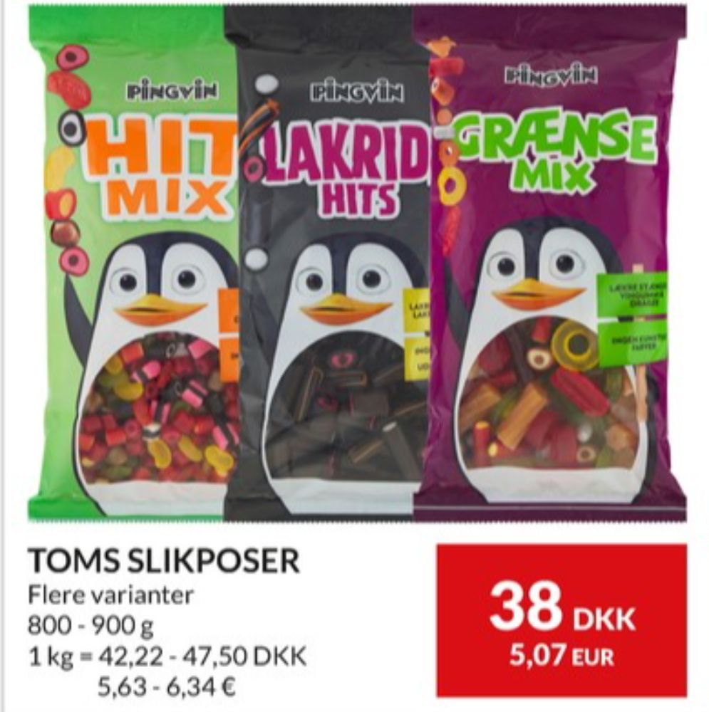 Toms Pingvin Lakridshits, Slikposer