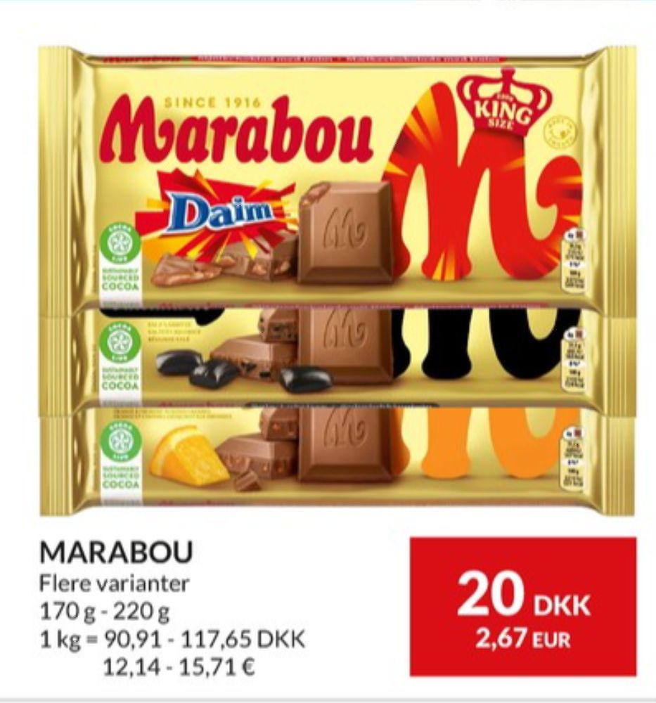 Marabou Daim, Chokoladeplade 