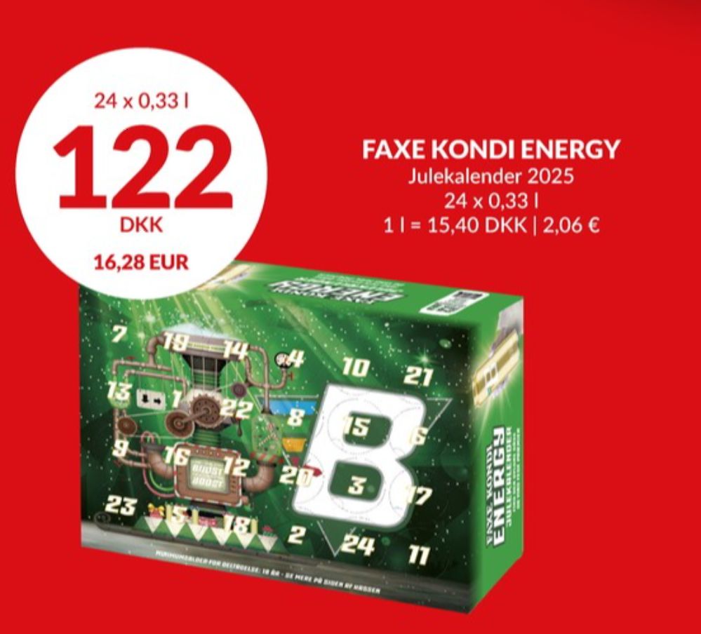 Faxe Kondi Booster , Energidrik 24 pk Julekalender