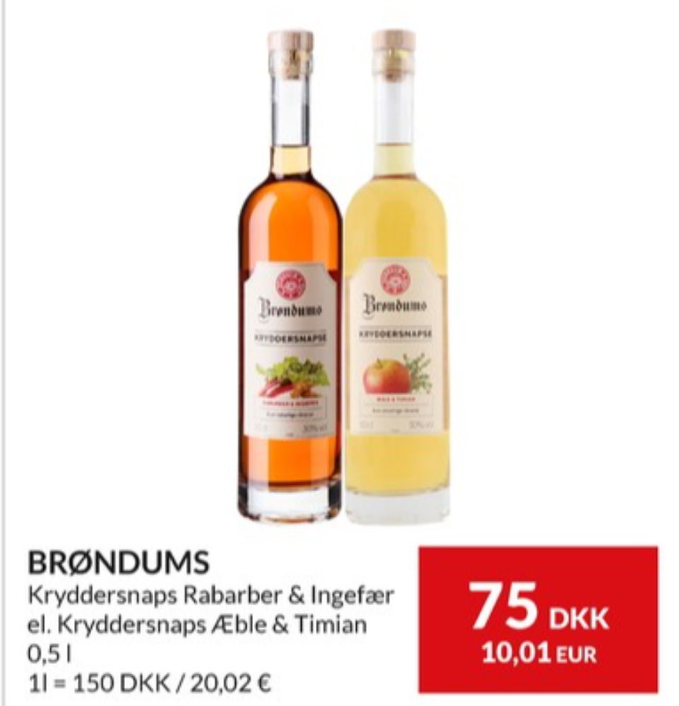 Brøndums  Kryddersnaps, Snaps Rabarber & Ingefær