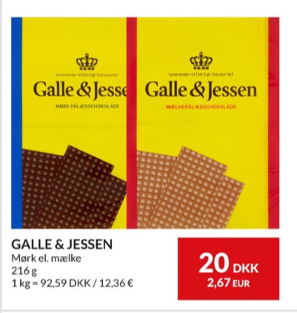 Galle & Jessen, Pålægschokolade Mørk