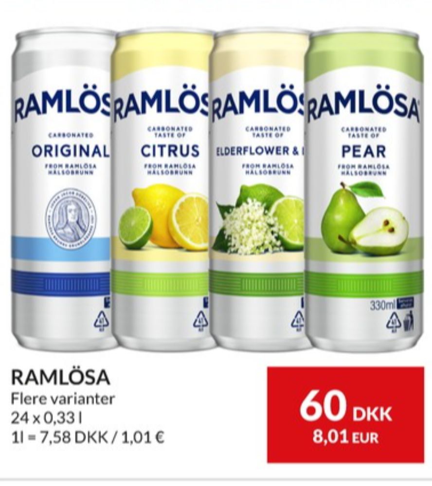 Ramlösa Hyldeblomst & Lime, Mineralvand med brus 24 pk.