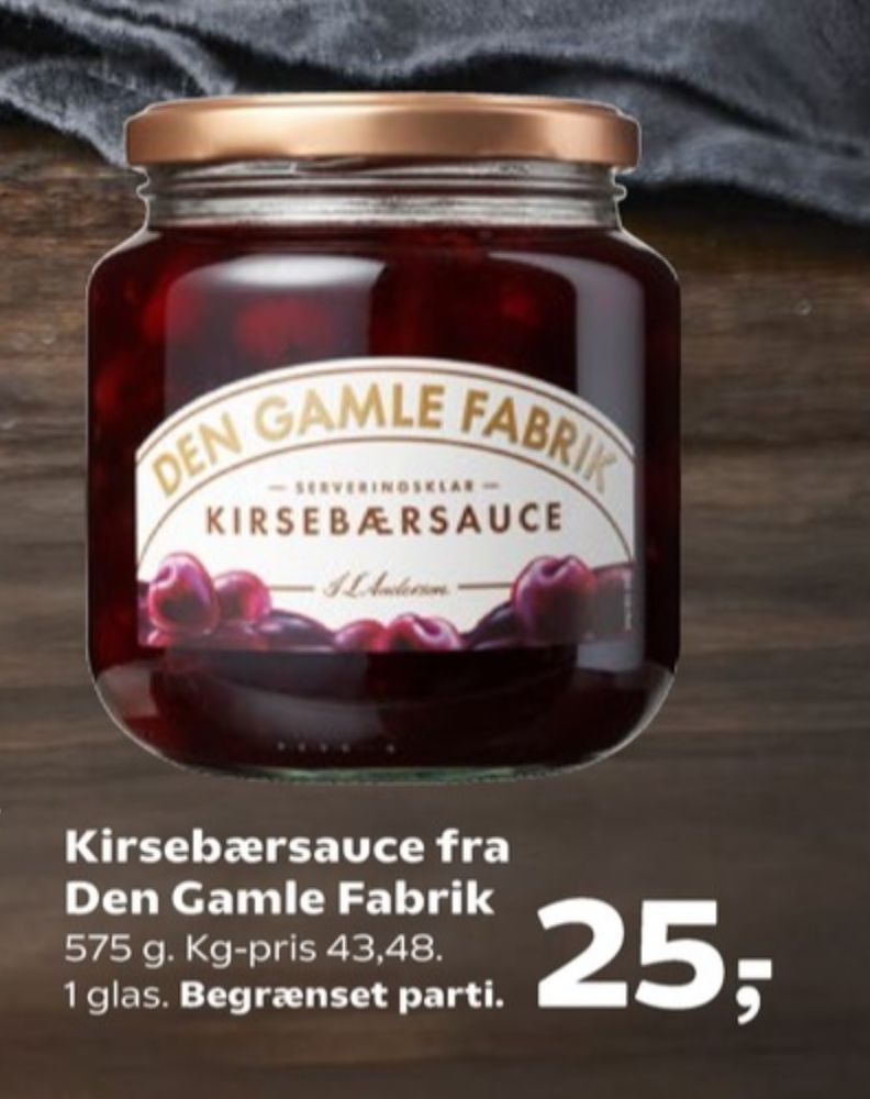 Den Gamle Fabrik, Kirsebærsauce
