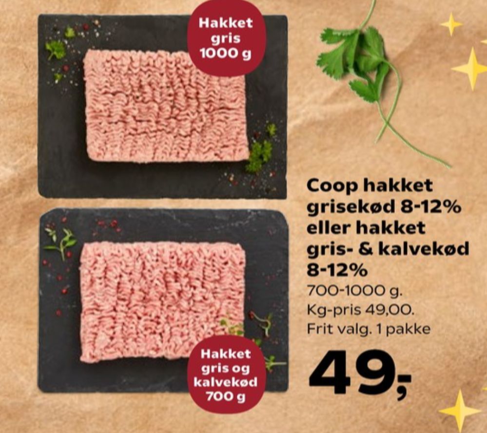 Coop, Hakket grisekød 8-12%