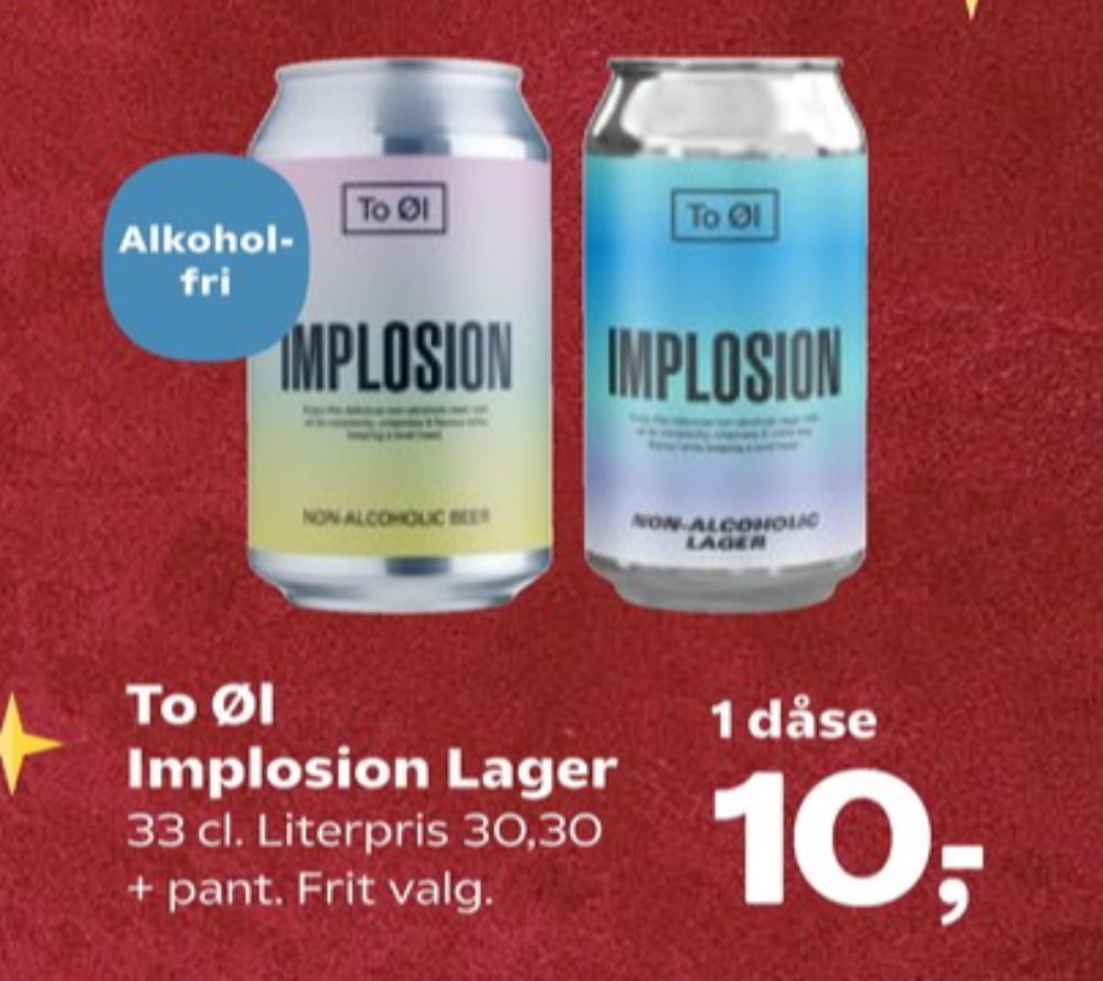 To Øl Implosion Lager, Øl - Alkoholfri