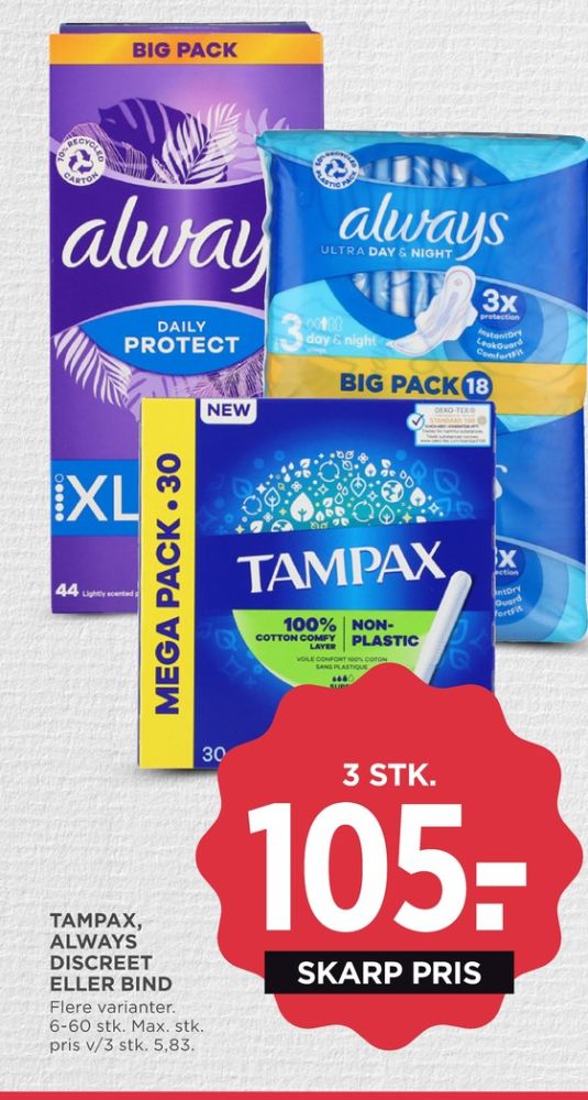 Tampax, Tamponer