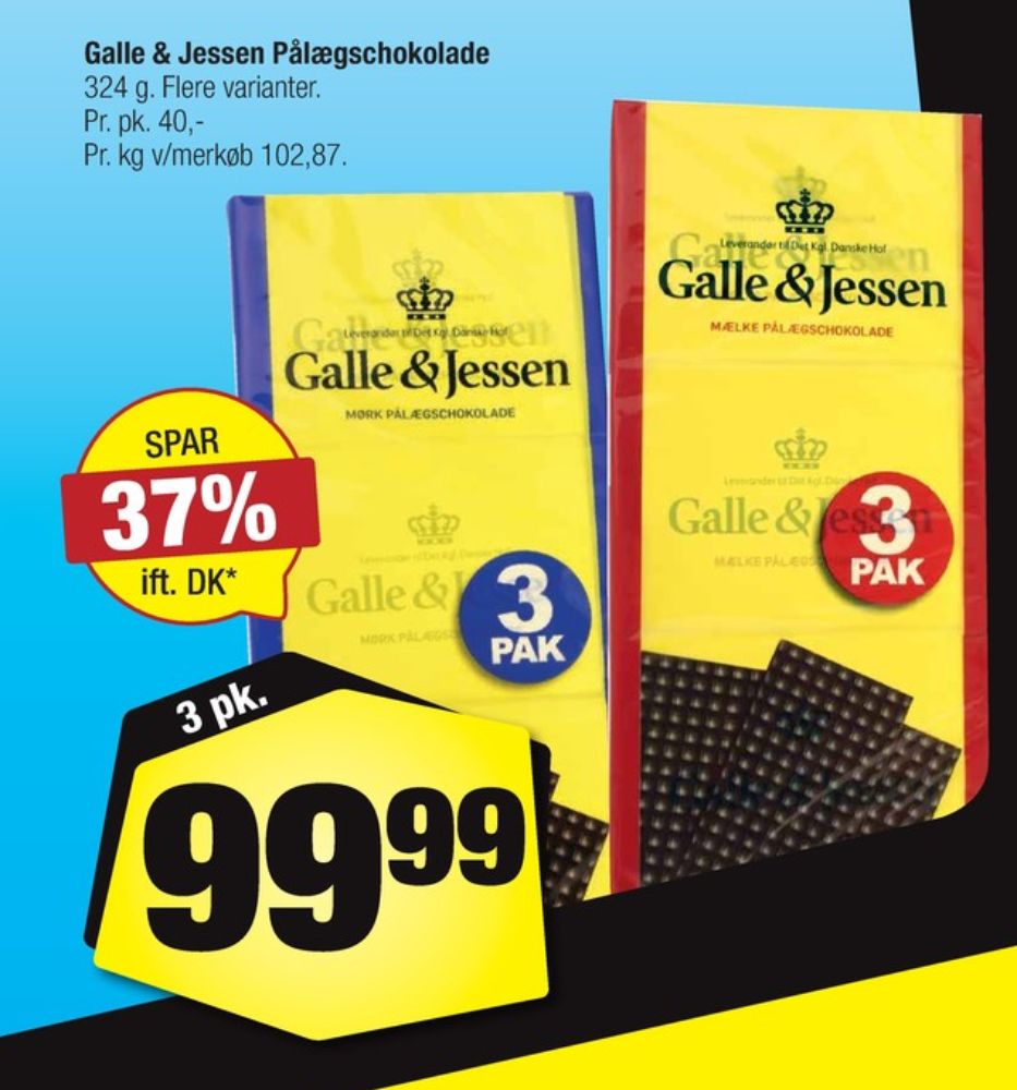 Galle & Jessen, Pålægschokolade Mørk
