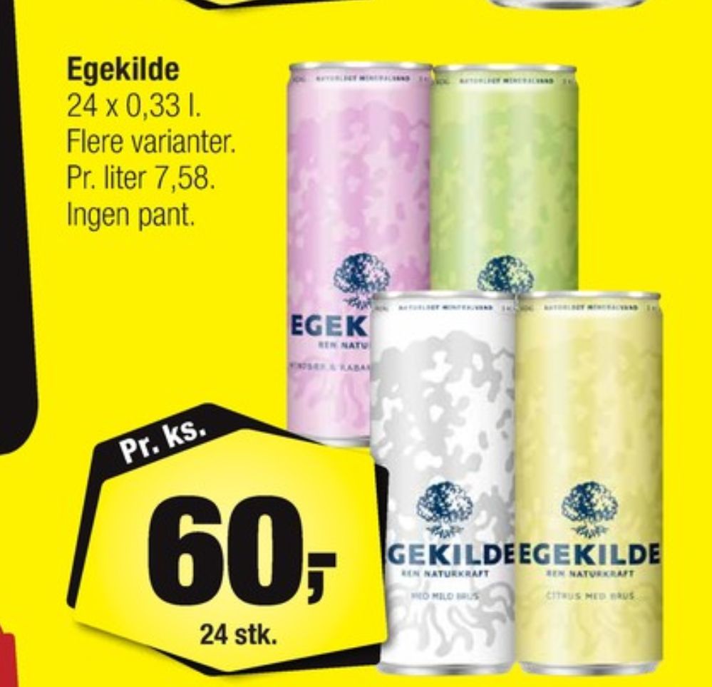 Egekilde Hindbær & Rabarber, Mineralvand med brus 24 pk.