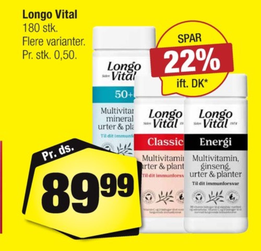 Longo Vital, Vitaminer