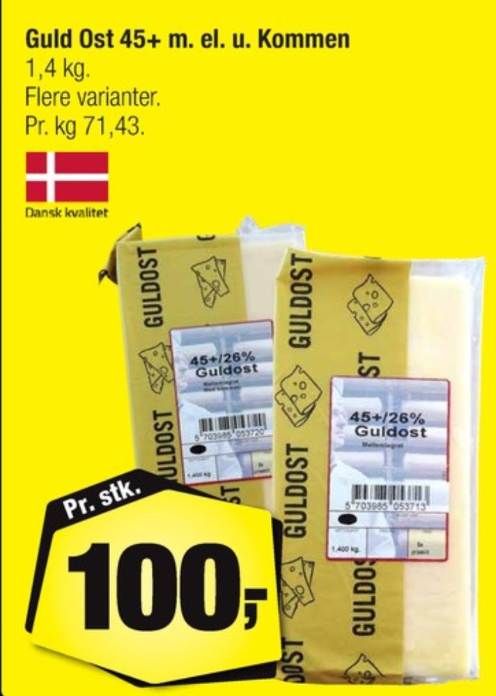 Skæreost Guld Mellemlagret Kommen