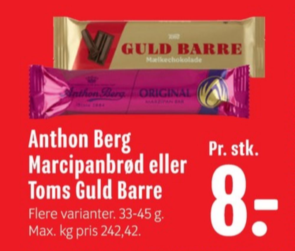 Toms Guldbarre, Chokoladebar Mælkechokolade