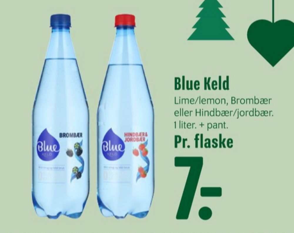 Blue Keld Hindbær & Jordbær, Mineralvand med brus, hindbær og jordbær