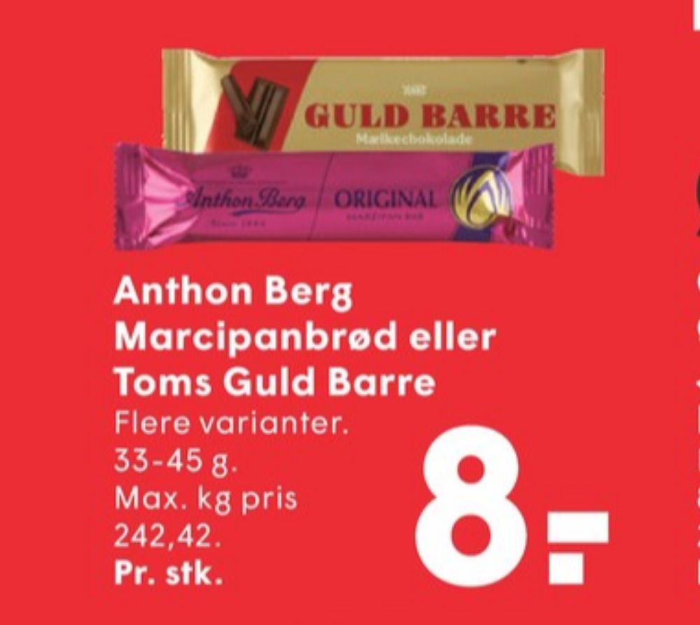 Toms Guldbarre, Chokoladebar Mælkechokolade