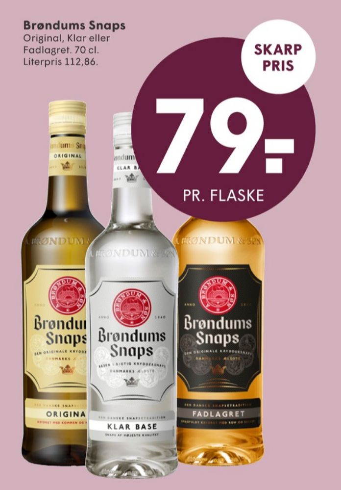 Brøndums  Fadlagret, Snaps