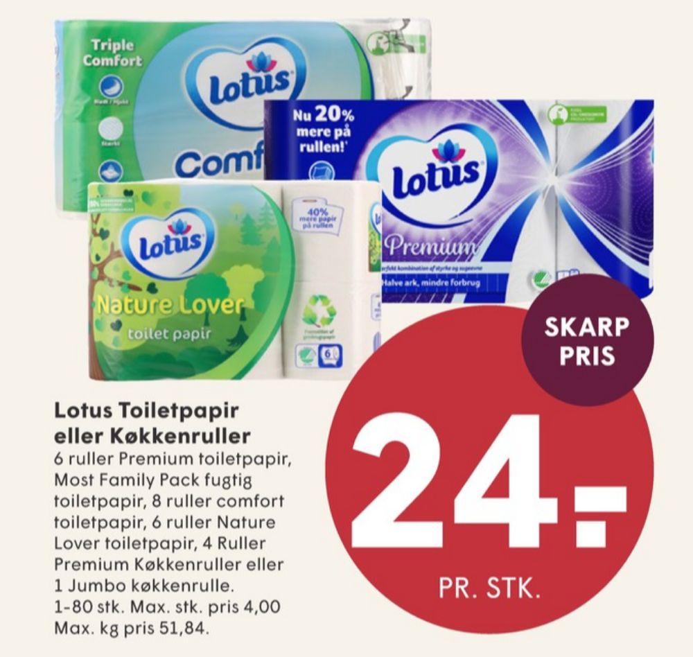 Lotus Comfort, Toiletpapir
