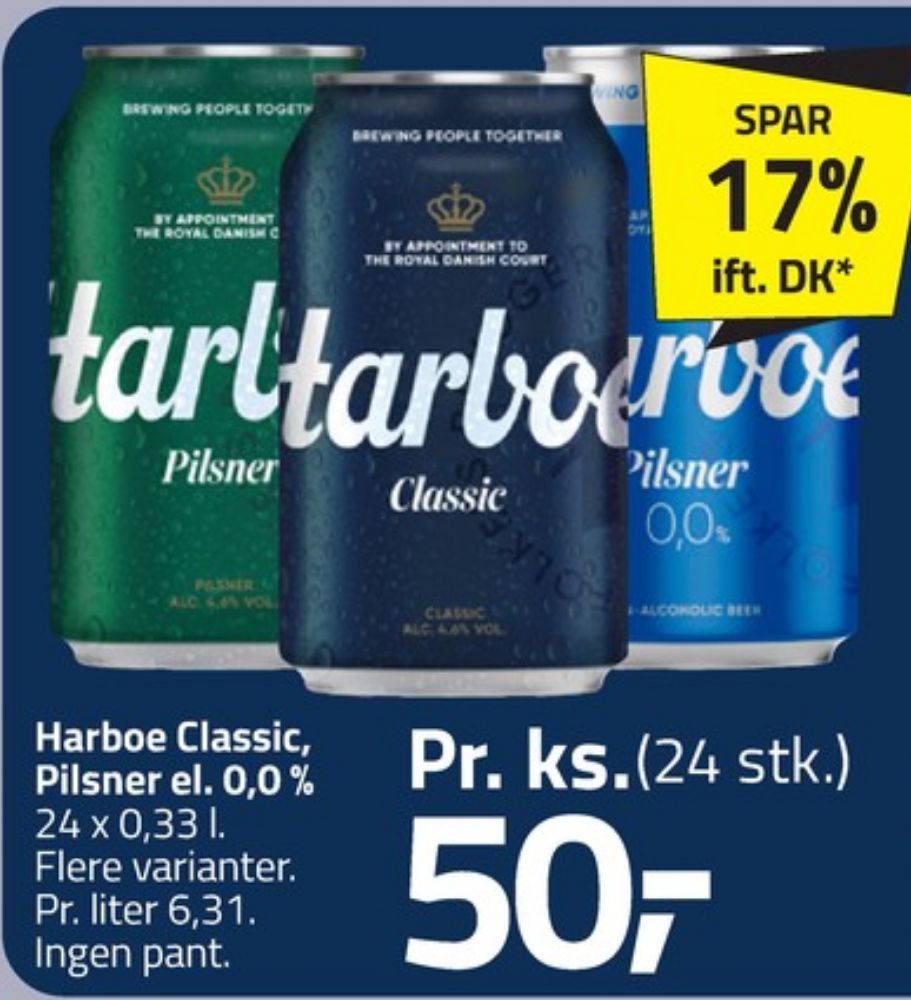 Harboe Pilsner 0,0%, Øl - Alkoholfri 24 pk.