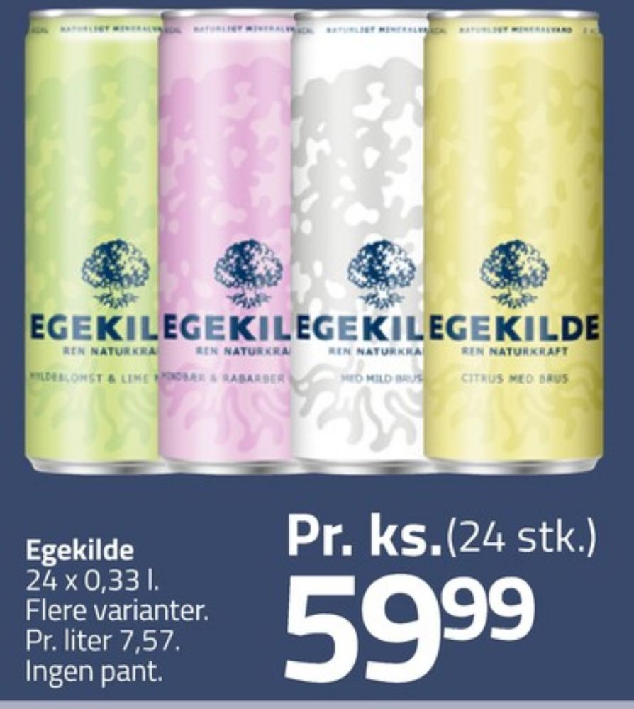 Egekilde Hindbær & Rabarber, Mineralvand med brus 24 pk.