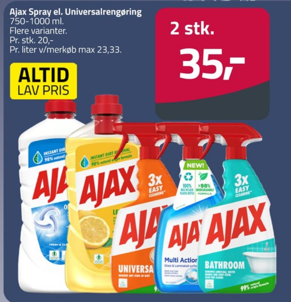 Ajax, Rengøring - universal