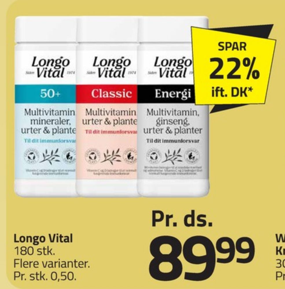 Longo Vital, Vitaminer